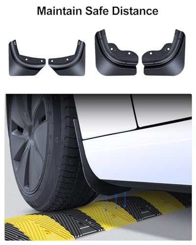 Image of 4PCS All Weather Mud Flaps for Tesla Model Y Juniper 2025-2027 Accessories Splash Guards Fenders No Drilling No Tape Mudflaps Protector Model Y Mud Guards PP+TPE Material Enhanced Thicker Version