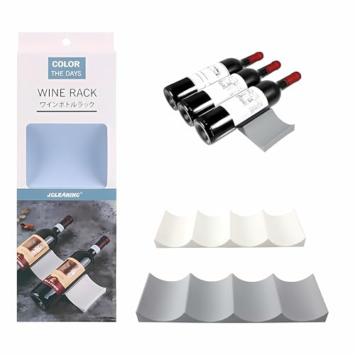 FHBHJNATC 2 Piezas Botellero Vino, Botellero Frigorifico, Botellero Nevera, Ideal para Almacenar Vino, Cerveza, Bebidas, Etc. en Mesas, Neveras y Armarios(Gris Oscuro + Blanco Lechoso)