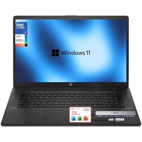 HP 17.3“ Business Laptop, 13th Gen Intel i5, 16GB RAM, 1TB SSD, Windows 11 Pro, Wi-Fi 6, Flagship Business Laptop Bundle with Docking Station Jet Black, Free Web Office