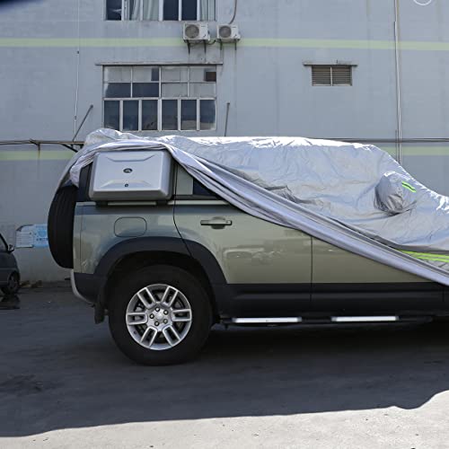 Image of Car Cover Waterproof All Weather for LR Defender Automobiles, Outdoor Full Cover Rain Sun UV Protection with Zipper Cotton, Customized Fit for Land Rover Defender 110 2020-2025+ Accessories Auto Parts