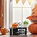 Smile Halloween Wooden Book Stack, Skull Faux Books Bundle, Spooky Boo Tiered Tray Decorations, for Home Table Mantle Shelf