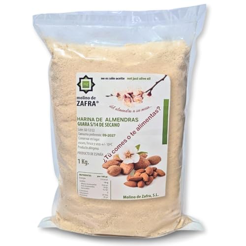 Harina de Almendra 100% Natural Molino de Zafra | Almendra Molida | SIN Gluten | Harina de Almendras 1kg Keto Ideal para Repostería Saludable y Dieta Keto | Rica en Proteínas y Fibra
