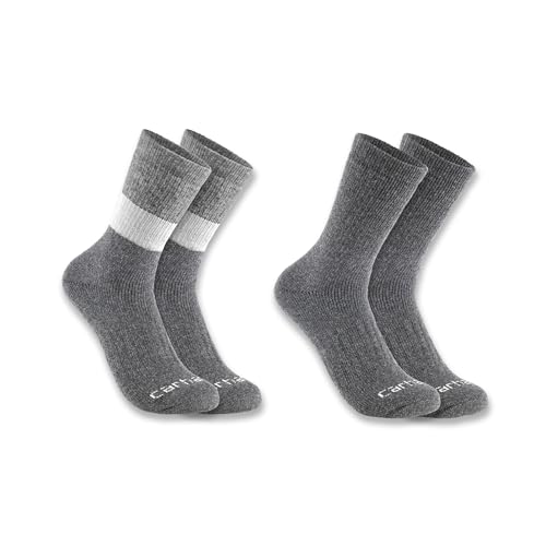 Carhartt Men's SC9622M Midweight Synthetic-Wool Blend Colorblock Crew Sock 2-Pa