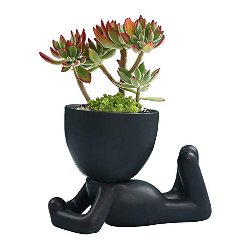 Pot de Fleur, Vase en Résine Humanoïde Fleur, Décoration De Jardin Vase, Vintage Visage Sculpture Cache-Pot, Pot de Fleurs créatif, Bureau Décor À La Maison, Cadeau Fleurs Créatif Vase (A) Cover