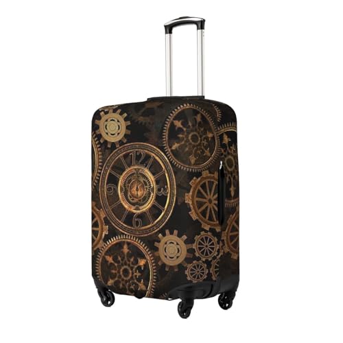 Gears Clock Bronze Century Print Luggage Suitcase Covers Elastic Washable Luggage Protector Luggage Covers For Suitcase2