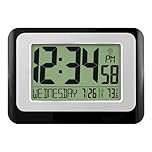 La Crosse Technology W88631 Digital Atomic Black Wall Clock with Temperature