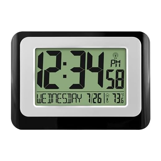 La Crosse Technology W88631 Digital Atomic Black Wall Clock with Temperature