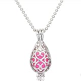 Adecco LLC 1PCS Antique Silver Vines Heart Openable Locket Essential Oil Perfume Aromatherapy Diffuser Pendant Necklace with 6 Sponge
