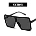 Produktbild Sonnenbrille Quadratische Vintage Frauen Übergroße Sonnenbrille Retro Damen Big Frame Goggle Sonnenbrille Weiblich Schwarz Sonnenbrille-Schwarz