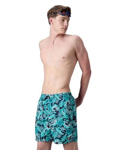 Image of Speedo Men's 4 Way Flex Essential Printed Watershorts with Side Pockets | Water Repellent | Internal Drawcord | Wide Waistband Swimming Trunks