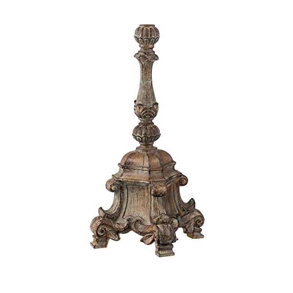 Regency Hill Rustikale Stehlampe, französisches Holzimitat, antiker Kerzenhalter, beige, Seide, Glockenschirm für… – Bild 7