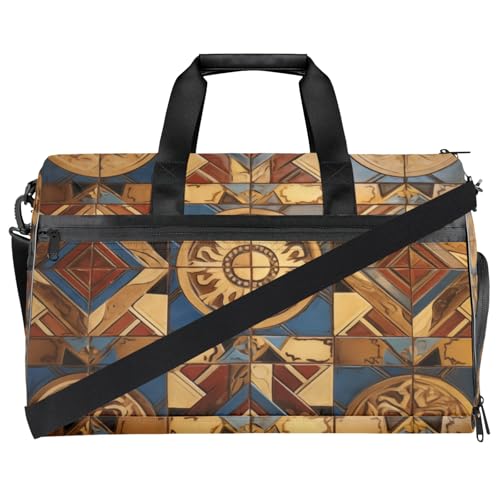 Vintage Plaid 43L Gym Duffle Bag for men with Shoe Compartment, Art Patterns Overnight Weekender Bag for Women with Shoulder Strap, Ideal for Travel, Gym, Sports2