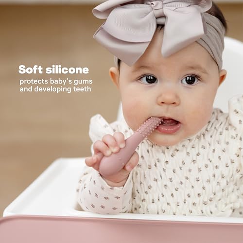 Image of ezpz Oral Development Tools (3 Pack in Indigo) - 3 Months+ - Non-Slip Loop, Smile and Stick 100% Silicone Tools - Prepare for Chewing + Solids - Baby-Led Weaning Supplies
