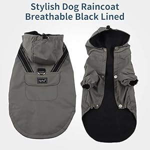   JoyDaog-Premium-Dog-Raincoat-with-Hood-for-Extra-Small-DogsOutdoor-Sports-Waterproof-Dog-Rain-JacketPuppy-Raincoat-with-PocketsGrey-XS