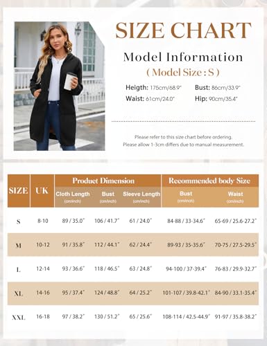 Svanco Fleecejacke Damen Lang Gefütterte Sweatjacke Dicke Strickjacke Warme Hoodie Jacke mit Reißverschluss und Kapuze
