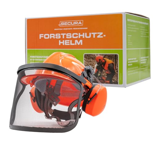 SECURA Premium Forsthelm mit Visier und Gehörschutz | Schutzhelm Kettensäge | Forstschutzhelm Sicherheitshelm EN 397