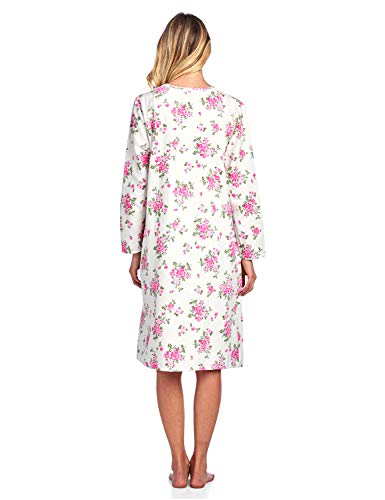 Casual Nights Women's Flannel Floral Long Sleeve Nightgown4