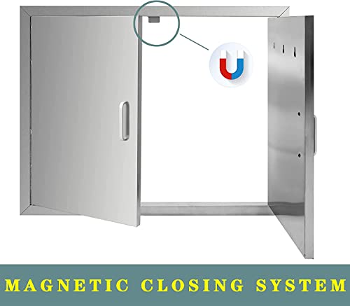 S7 Outdoor Kitchen Doors, 31W X 24H Inch, Bbq Door Stainless Steel Wall Construction Vertical, Outdoor Kitchen Door For Bbq Island, Grilling Station, Outside Cabinet #TOP2