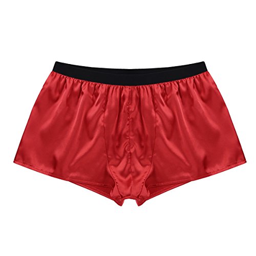 XUNZOO Men Silky Satin Boxer Trunks Underwear Loungewear PJs Bottom Lingerie Sleepwear Underpants