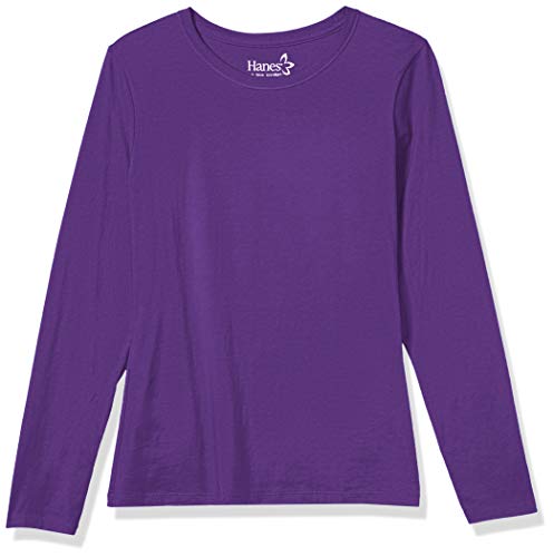 Hanes Women's Long Sleeve Tee, Violet Splendor, Large