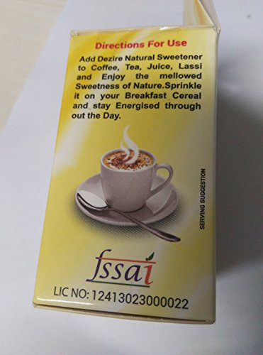 Image of Dezire Natural Low GI Sweetener (GI-19) 3g Sachets | Diabetic-Friendly Low Glycemic Index Sugar Substitute | Each Sachet Equals 1 tsp Sugar | Pack of 90