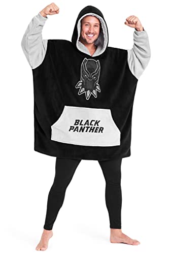 Marvel Sudadera Oversize Hombre Avengers Capitan America Thor Black Panther (Negro/Gris)