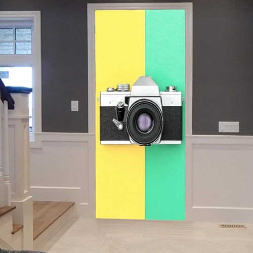 Tizhweqo Pegatina Puerta Cámara Pegatinas para Puertas Cámara Adhesivo Vinilo 3D Puerta Pegatina Pared Murales Papel Pintado Poster para Sala de Baño Decorativos 77x200 cm a5545
