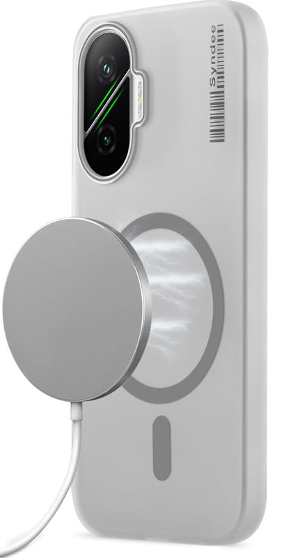 Image of Mr. Case Back Cover for Poco F7 5G Elegant Frosted White Translucent Back Only Compatible with Wireless Magnetic Accessories | Anti-Scratch Shockproof Phone Case - Grey