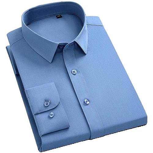 Chemise classique à manches longues pour homme en coupe standard et couleur unie