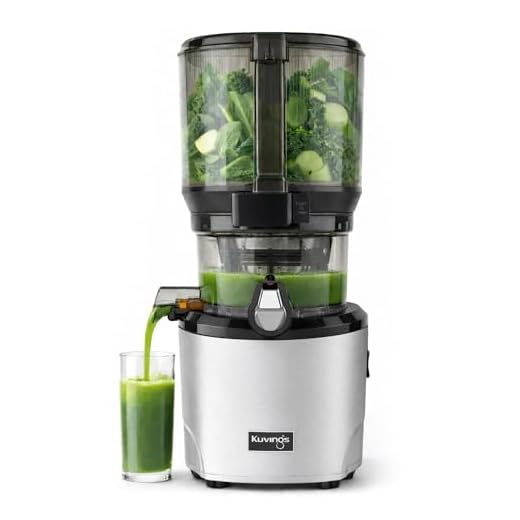 Kuvings AUTO10 Cold Press Juicer Silver - Hands-Free Electric Masticating Juicer Machine With 240W Motor - Very Quiet With 100 Oz Batching Hopper for Juice, Smoothies, Nut Milk, and Sorbets