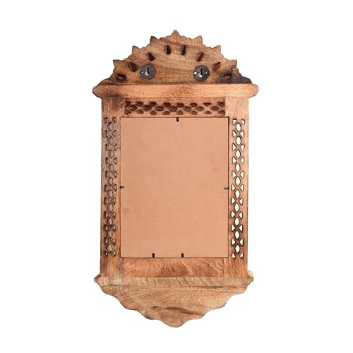 Image of AAKRITI ART CREATIONS Handcrafted Traditional Red Wooden Wall Panel Decorative Art Frame with Floral Art | Matte Finish, Wall Mount Shelf, Living Room Decor | Wall Decoration Items for New Homes