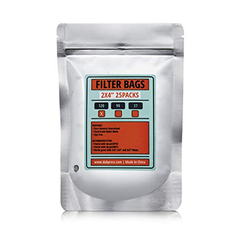 iBudtek 2x4 Inch - 120 Micron Screen Mesh Press Bags - dp-bt120n24 - Nylon Extraction Meshs - Squish Pouch for Heat Press - 25 Bags per Pack