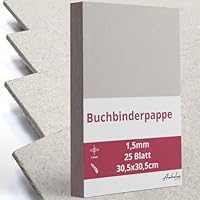 25 Blatt, 30,5 x 30,5 cm, Graupappe 1,5 mm dick, Buchbinderpappe 925 g/m², Graukarton, Presskarton, Recyclinkarton, Bastelarbeiten, binde, Scrapbooking