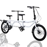 PANTHER (パンサー) Gemini 二人乗り 折り畳み 16inch タンデム自転車 三つ折り仕様 外装7段変速 ディスクブレーキ セミブロックタイヤ ハンドル調整可能 適応身長140cm以上 コンパクトサイズ (Pearl White)