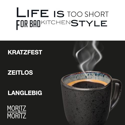 Moritz & Moritz ORGANIC 24-teiliges Geschirrset 6 Personen Grau - Elegantes Teller Set aus hochwertigem Steinzeug - Geschirr Set 6 Personen aus 6x Dinnerteller, Dessertteller, Suppenteller und Tassen