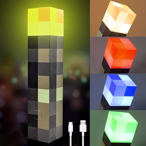 Taechalingo Wall Fackel Nachtlicht Craft Fackel Lampe mit 4 Farbe USB Wiederaufladbar Nachtlampe Kinder Kinder Spielzeug Nacht Lamp 3D Nachttischlampe kinder für Cosplay Spielzeug Geschenke
