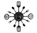 CIGERA 16 Inch Cutlery Kitchen Wall Clocks with Fork and Spoon Dial, Silent Clock Movement and Battery Operated, Great Wall Decor and Housewarming Gifts