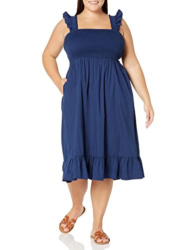 Image of The Drop Womens Kimi Ruffled Shoulder Smocked Midi Dress