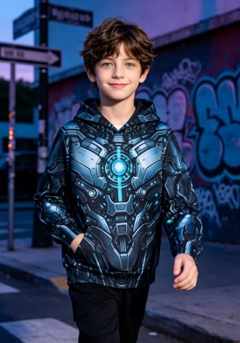 Image of TUONROAD Boys Hoodies 3D Graphic Sweatshirt Lightweight Pullover 6-16T cool