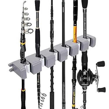 AMAZON - Hikeen Fishing Rod Holders Fishing Pole Holders for Garage Fishing Pole Rack Fishing Rod Storage Wall Mount Rack