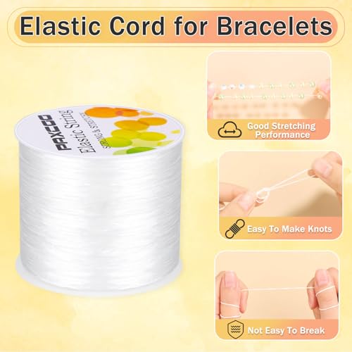 Image of Paxcoo 1.4 mm Elastic Bracelet String Cord, White Stretch Bead Cord for Bracelet Making (Pack of 3)