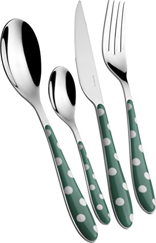 Numero di persone: 24 pezzi BUGATTI Set di Posate da 24 Pezzi, Celadon a Pois, Acciaio Inossidabile, Verde seladon