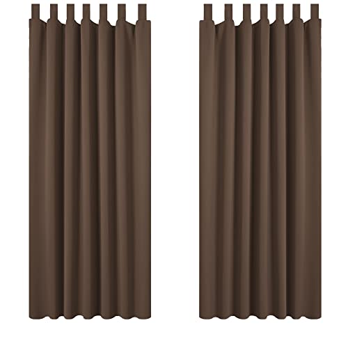 Deconovo Tab Top Window Treatments Blackout Curtains Thermal Insulated Curtains for Living Room Brown W55 x L87 Inch One Pair
