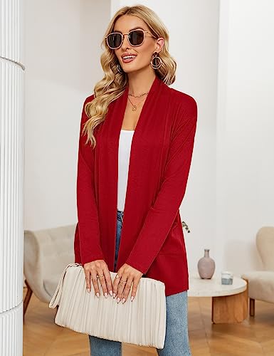 Image of Micoson Women's Long Sleeve Open Front Cardigan Casual Loose Lightweight Cardigans with Pockets
