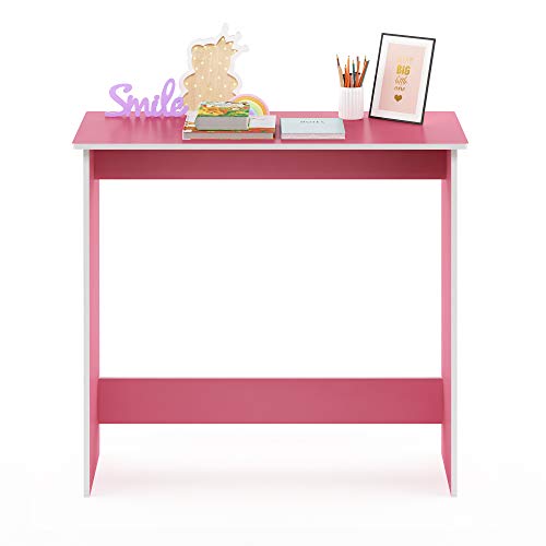 Image of FURINNO Simplistic Study Table, Pink, 15.5 in x 31.5 in x 29.75 in (D x W x H)