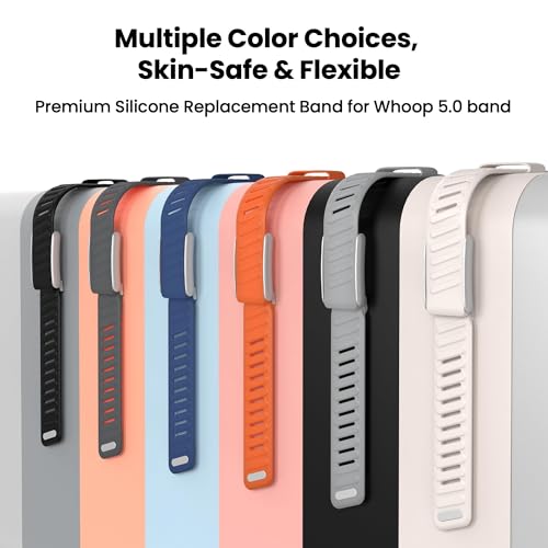 Image of VEMIGON Silicone Sport Band Compatible with Whoop 5.0 One /Peak, Life /MG, Breathable, Adjustable Waterproof Replacement Wristband Strap with Stainless Steel Frame Connector, NOT for Gen 4.0(Band only)