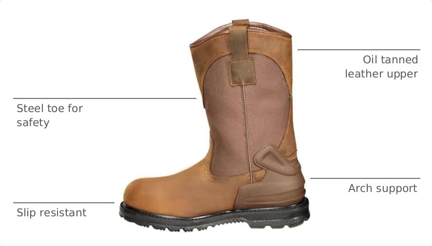 Image of Carhartt Men's Heritage WP 11 inch Steel Toe Wellington | 100% Leather, Abrasion-Resistant, Safety Toe & Cushioned PU Comfort, Waterproof, Electrical Hazard Protection