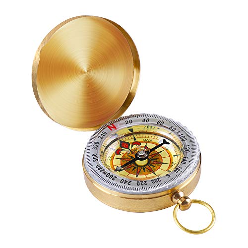 Bússola de sobrevivência para acampamento - bússola de cobre vintage com concha de bússola à prova d'água luminosa bússola equipamento de sobrevivência que brilha no escuro bússola