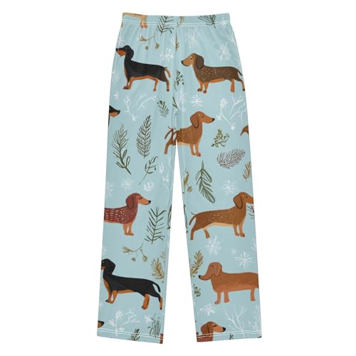 ZZXXB Dachshund and Trees Boys Long Pants Soft Trousers Elastic Waist Kids Lounge Bottoms with Pockets S-XL