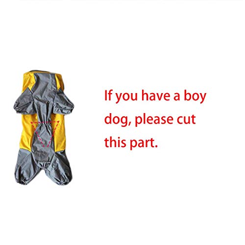 feiling Patchwork Regenmantel für Hund Hunderegenmantel wasserdichte 4-Beine Regensjacke Haustier Raincoat Dog mit Abnehmbar Kapuze für Kleine Mittelgroße und Grosse Hunde (28#, gelb)